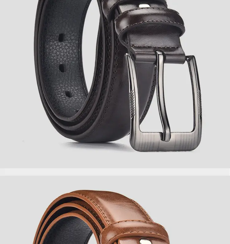 Men's Black Leather Belt with Silver Buckle — feature 14