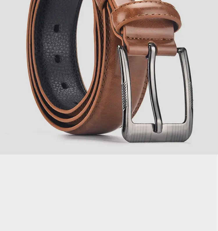Men's Black Leather Belt with Silver Buckle — feature 15