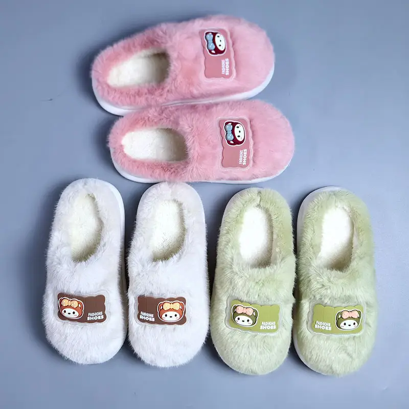 2025 Plush Cotton Slippers Pink Grey for Men Women - Image 7
