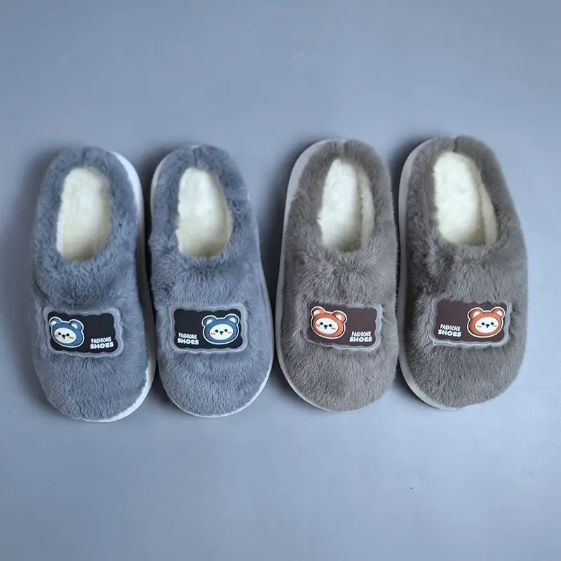 2025 Plush Cotton Slippers Pink Grey for Men Women - Image 8