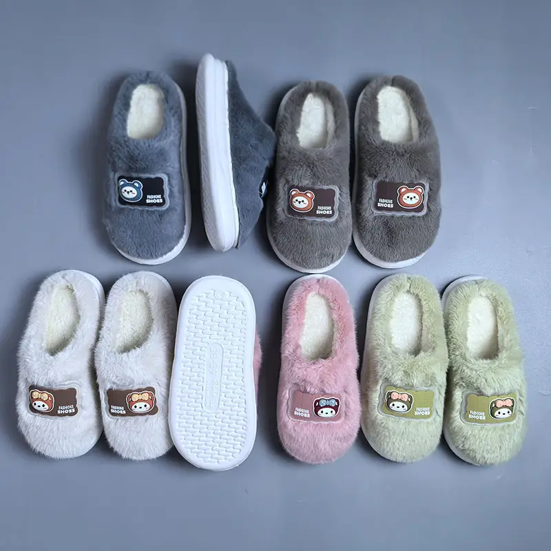 2025 Plush Cotton Slippers Pink Grey for Men Women - Image 10