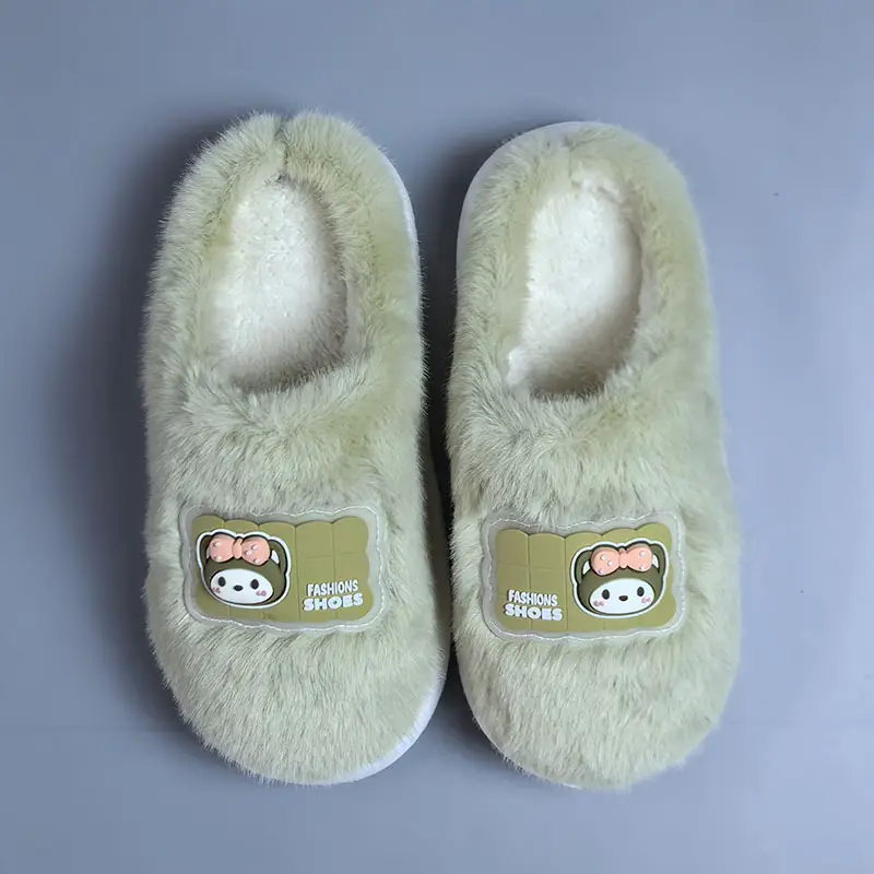 2025 Plush Cotton Slippers Pink Grey for Men Women - Image 3