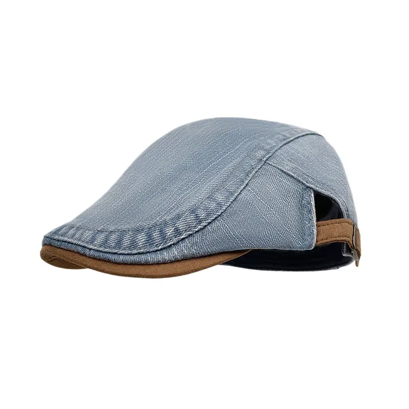 Women Denim Beret Peaked Cap Short Bristle 10cm - Image 8
