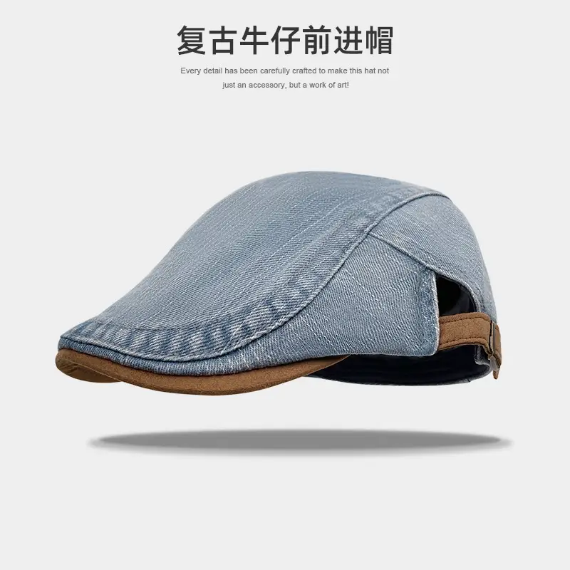 Vintage Face-Slimming Cap for Women Denim Short-Brim Baseball Cap - Image 8