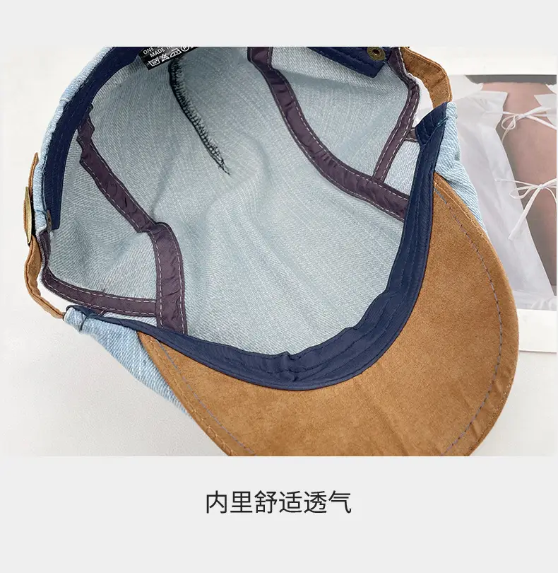 Vintage Face-Slimming Cap for Women Denim Short-Brim Baseball Cap — feature 15