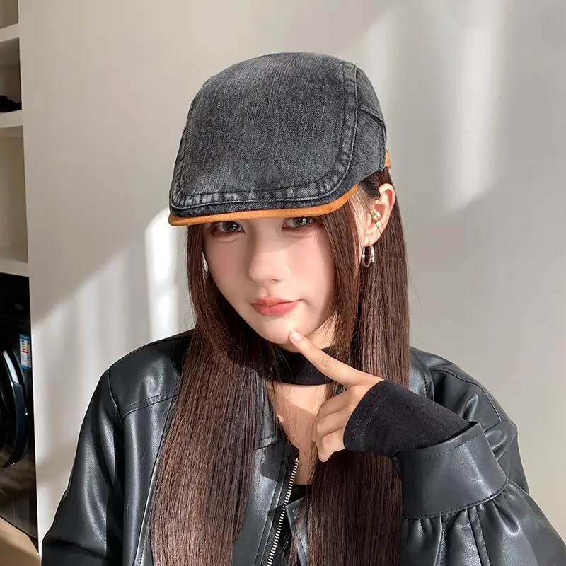 Vintage Face-Slimming Cap for Women Denim Short-Brim Baseball Cap — feature 16