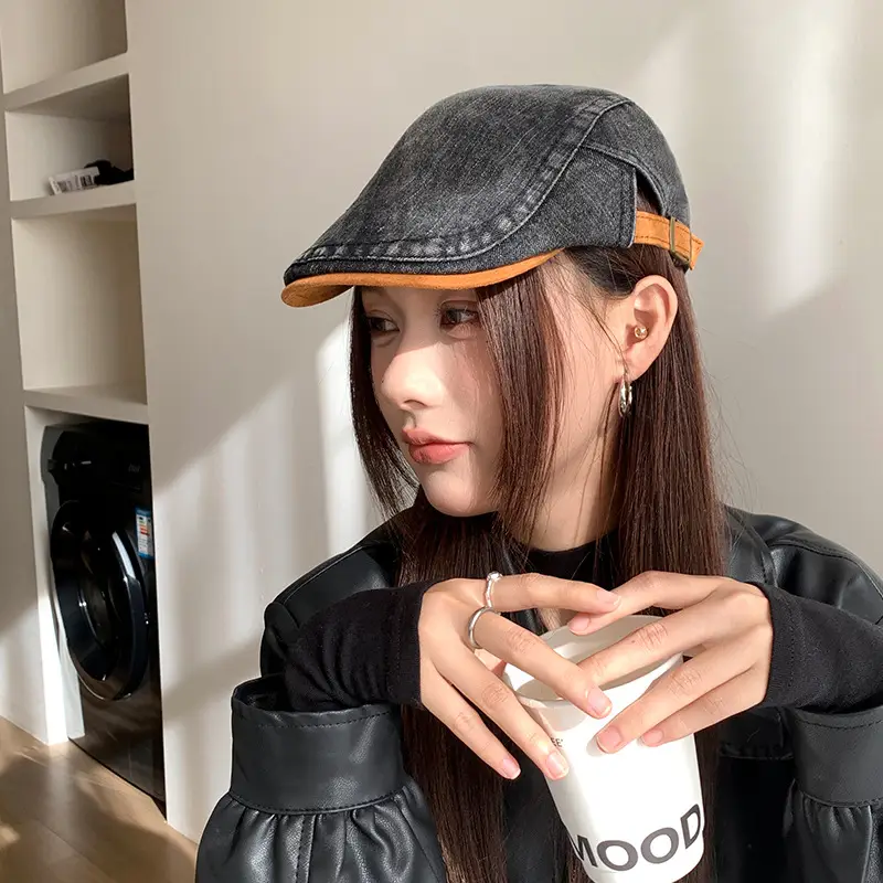Vintage Face-Slimming Cap for Women Denim Short-Brim Baseball Cap — feature 20
