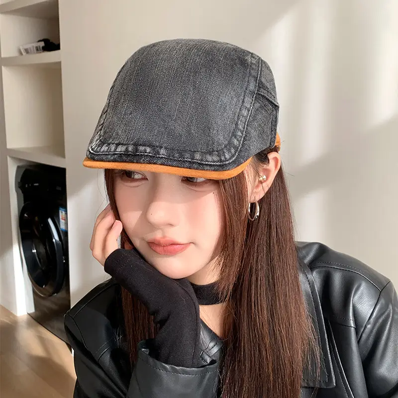 Vintage Face-Slimming Cap for Women Denim Short-Brim Baseball Cap — feature 22
