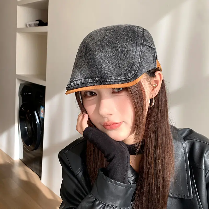 Vintage Face-Slimming Cap for Women Denim Short-Brim Baseball Cap — feature 23