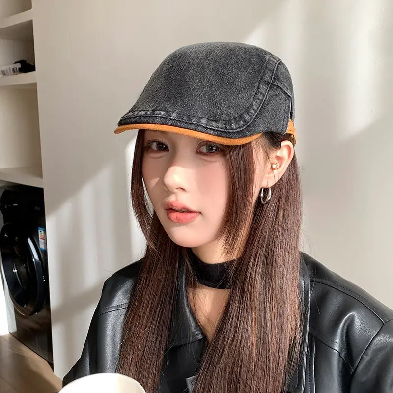 Vintage Face-Slimming Cap for Women Denim Short-Brim Baseball Cap — feature 27