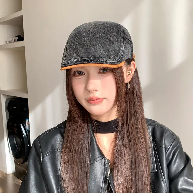 Vintage Face-Slimming Cap for Women Denim Short-Brim Baseball Cap — feature 28