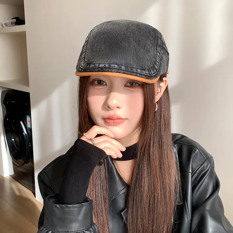 Vintage Face-Slimming Cap for Women Denim Short-Brim Baseball Cap — feature 29
