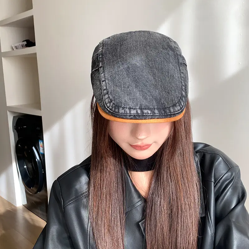 Vintage Face-Slimming Cap for Women Denim Short-Brim Baseball Cap — feature 30