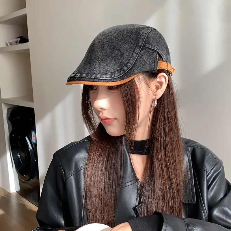 Vintage Face-Slimming Cap for Women Denim Short-Brim Baseball Cap — feature 31