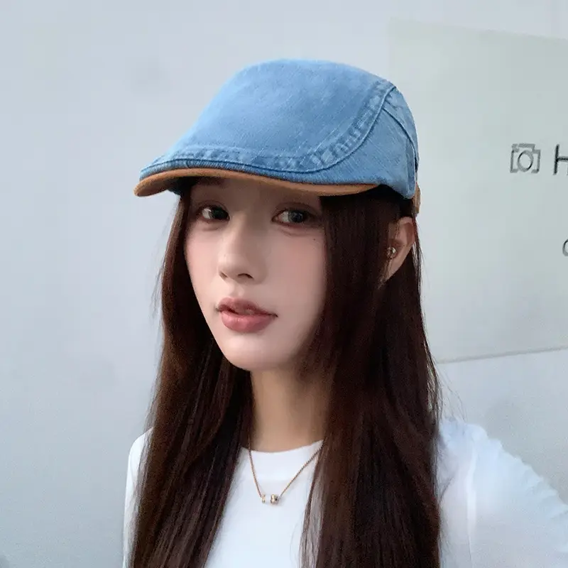 Vintage Face-Slimming Cap for Women Denim Short-Brim Baseball Cap — feature 33