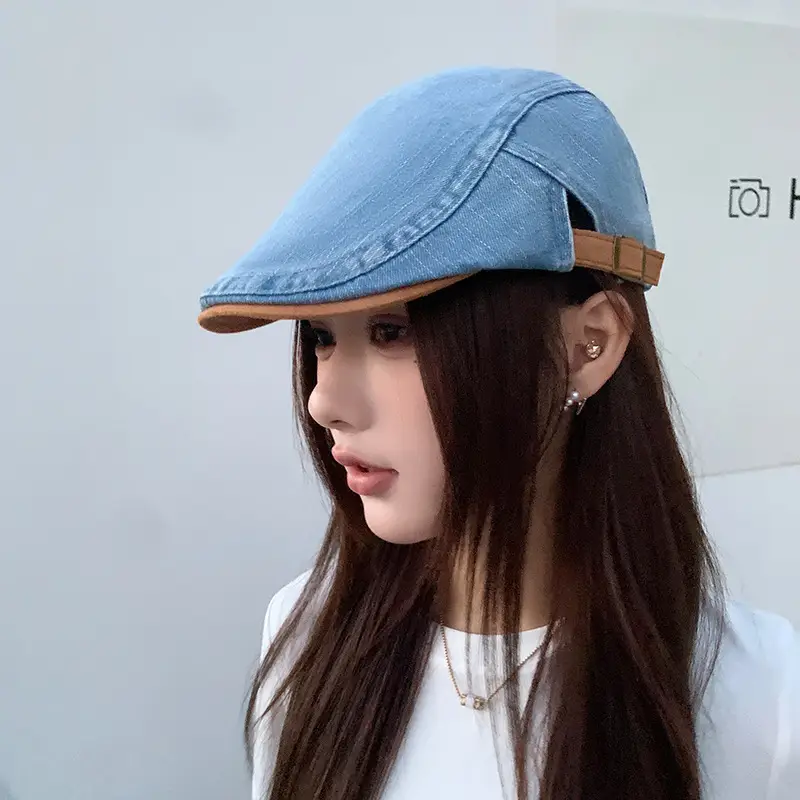 Vintage Face-Slimming Cap for Women Denim Short-Brim Baseball Cap — feature 34