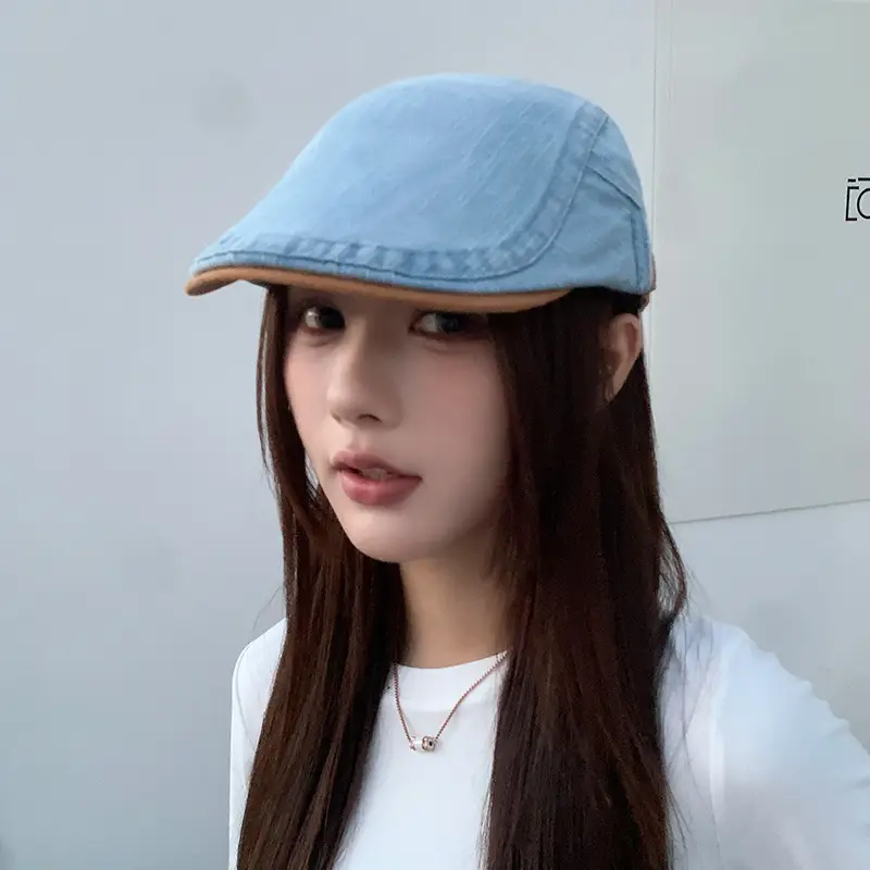 Vintage Face-Slimming Cap for Women Denim Short-Brim Baseball Cap — feature 36
