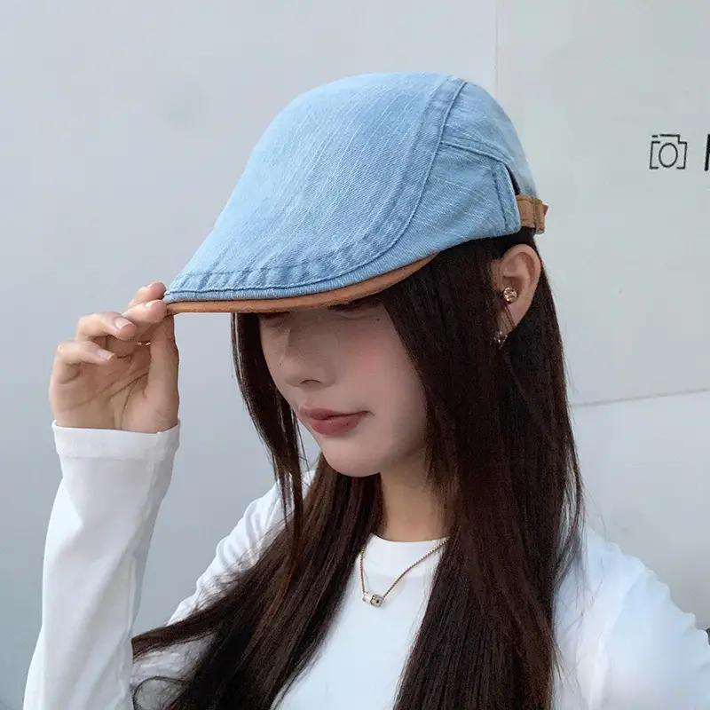 Vintage Face-Slimming Cap for Women Denim Short-Brim Baseball Cap — feature 37