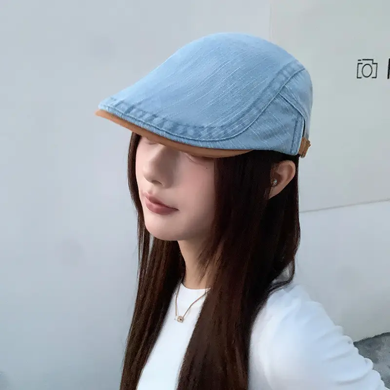 Vintage Face-Slimming Cap for Women Denim Short-Brim Baseball Cap — feature 38