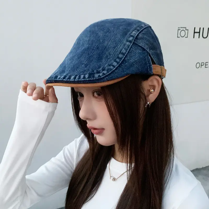 Vintage Face-Slimming Cap for Women Denim Short-Brim Baseball Cap — feature 40