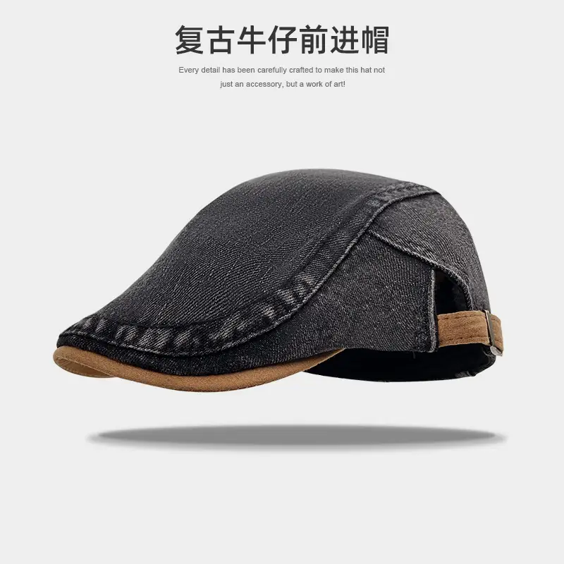 Vintage Face-Slimming Cap for Women Denim Short-Brim Baseball Cap — feature 9