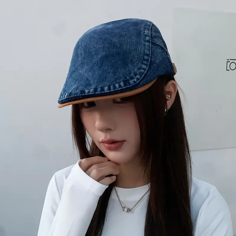 Vintage Face-Slimming Cap for Women Denim Short-Brim Baseball Cap - Image 2