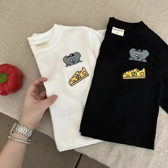 Kids Cartoon Cotton Long Sleeve T-Shirt Black New Style — feature 4