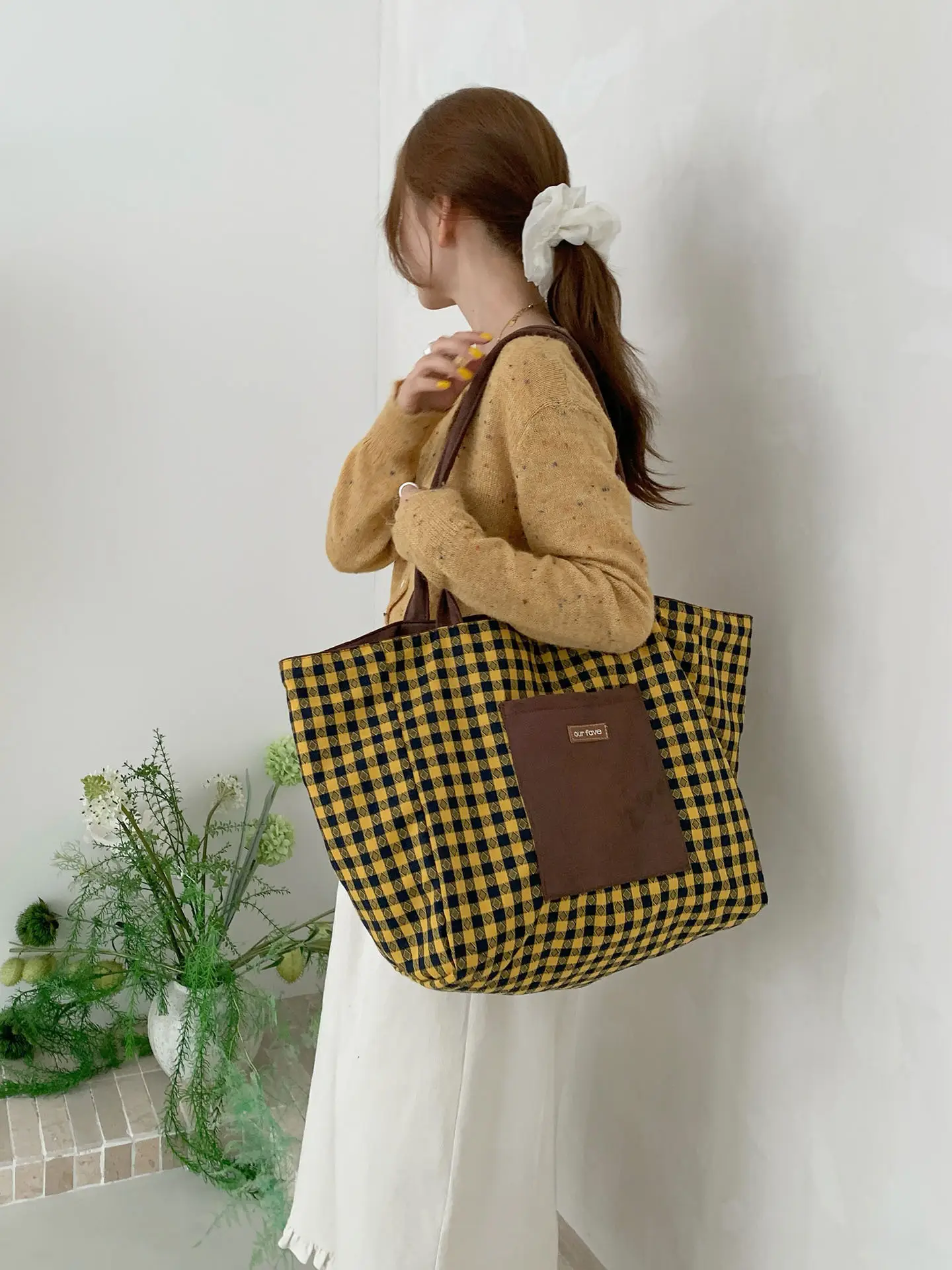 Autumn Winter Suede Double Sided Retro Plaid Bag — feature 14
