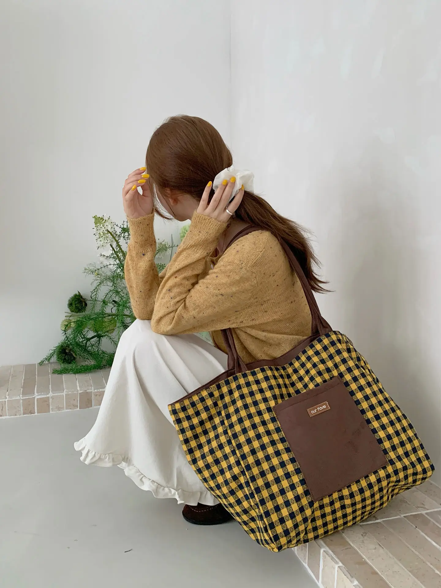 Autumn Winter Suede Double Sided Retro Plaid Bag — feature 15