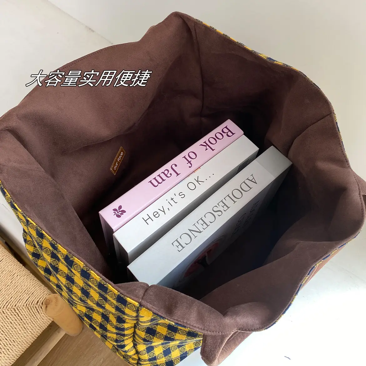 Autumn Winter Suede Double Sided Retro Plaid Bag — feature 16