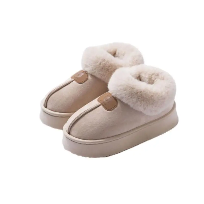 Women Warm Fluffy Slippers Winter Autumn Non-Slip Thick Sole