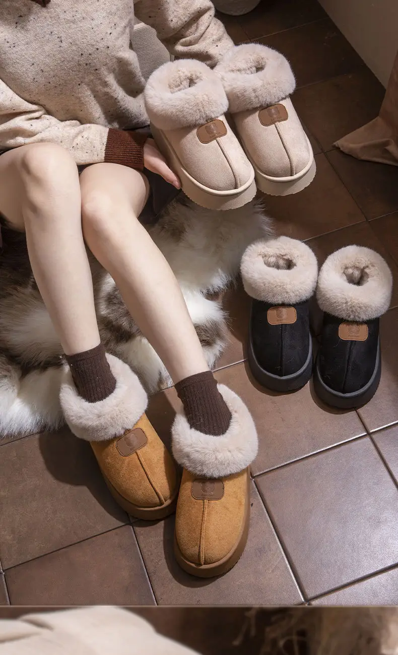 Women Warm Fluffy Slippers Winter Autumn Non-Slip Thick Sole — feature 10