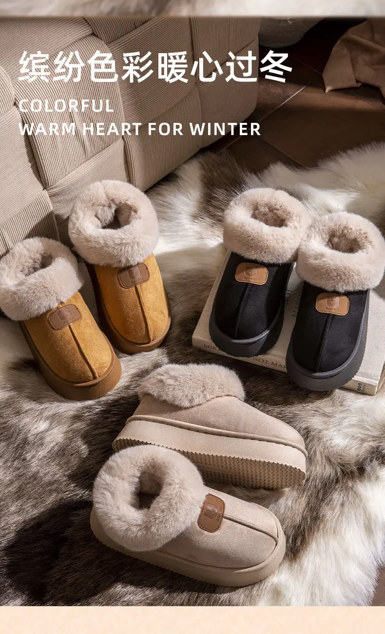 Women Warm Fluffy Slippers Winter Autumn Non-Slip Thick Sole — feature 12