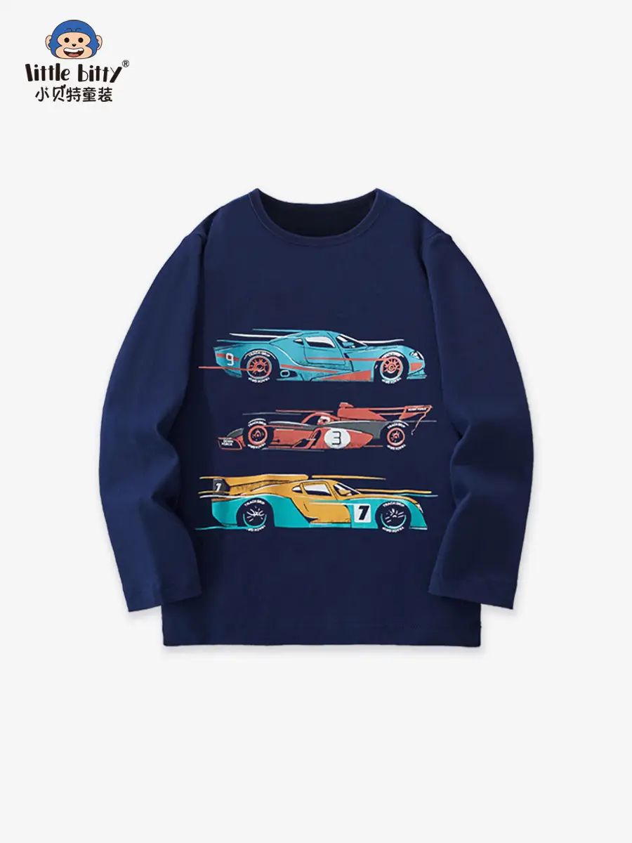 25Yr Old Cartoon Car Sweatshirt Navy Round Neck Knit