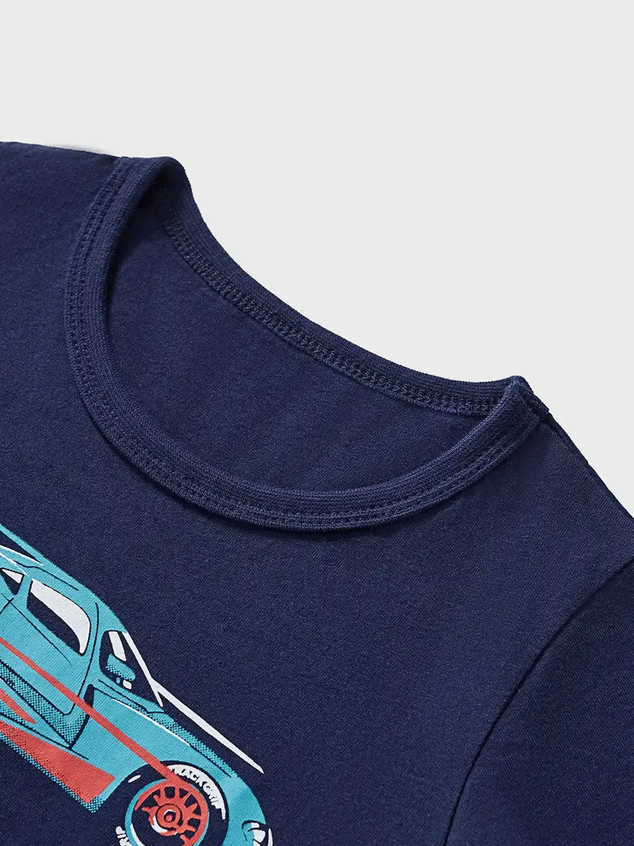25Yr Old Cartoon Car Sweatshirt Navy Round Neck Knit