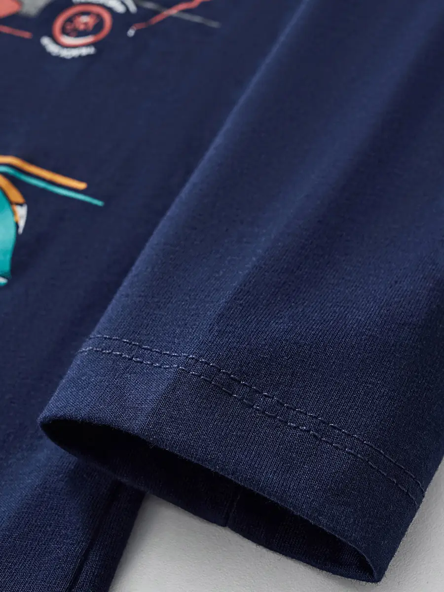 25Yr Old Cartoon Car Sweatshirt Navy Round Neck Knit