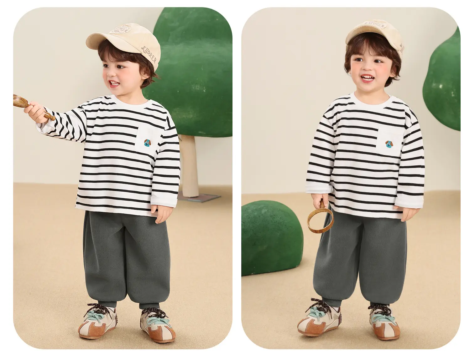 Kaka Panda Boys Striped Long Sleeve T-Shirt — feature 6