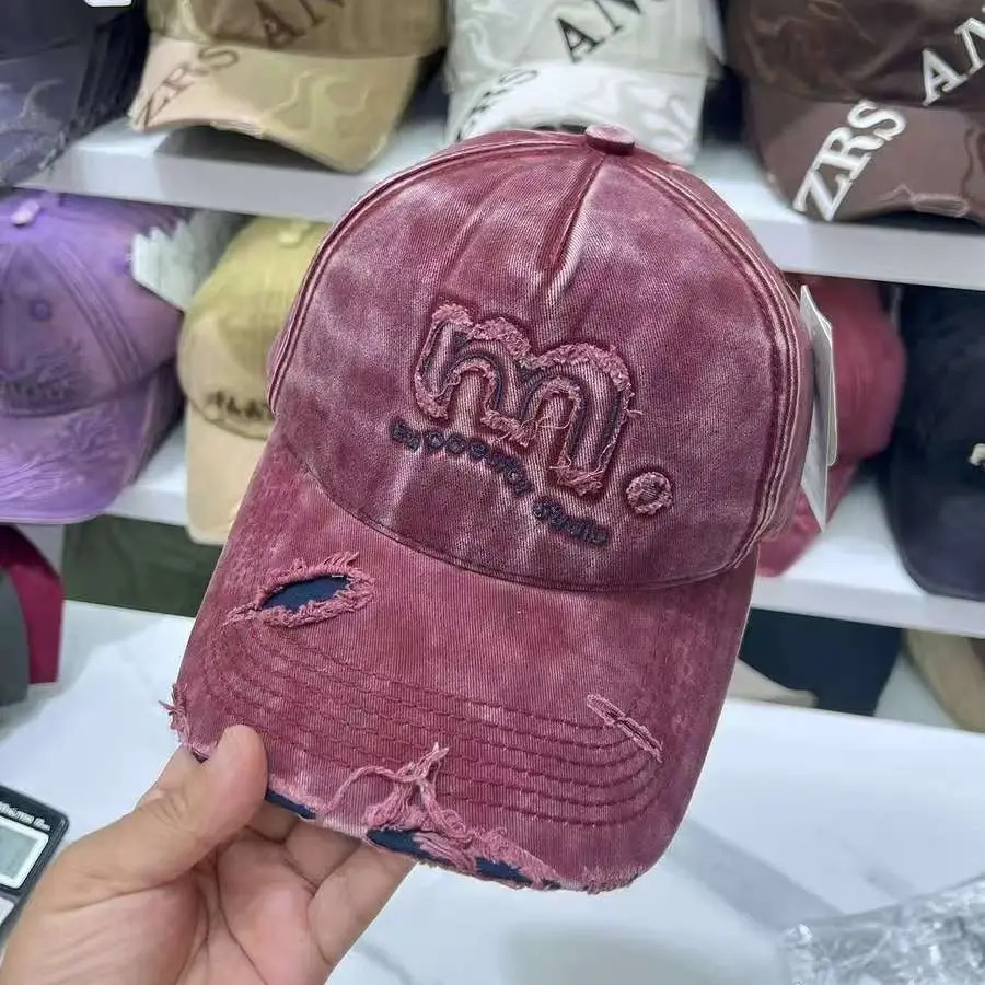 Women's Pink Washed Baseball Cap with Embroidered Logo - Image 9