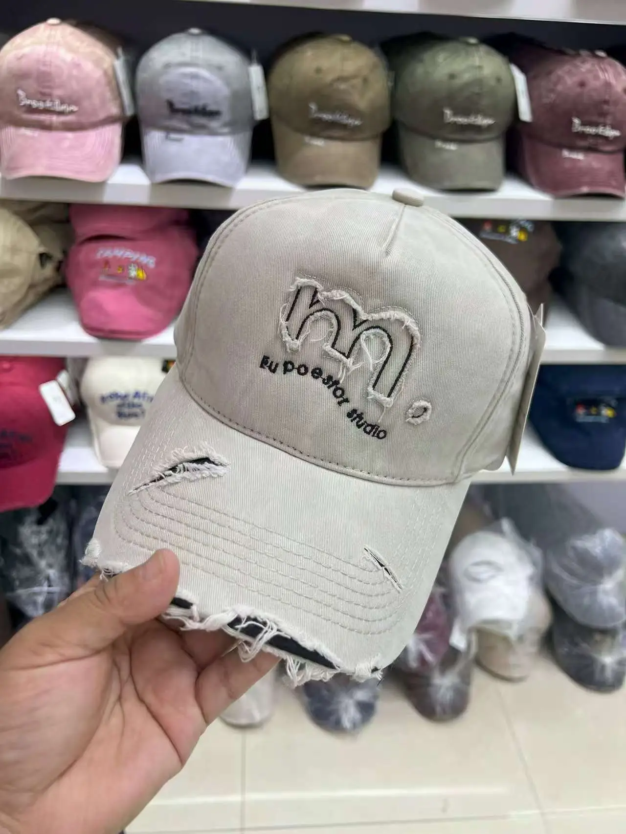 Women's Pink Washed Baseball Cap with Embroidered Logo — feature 10