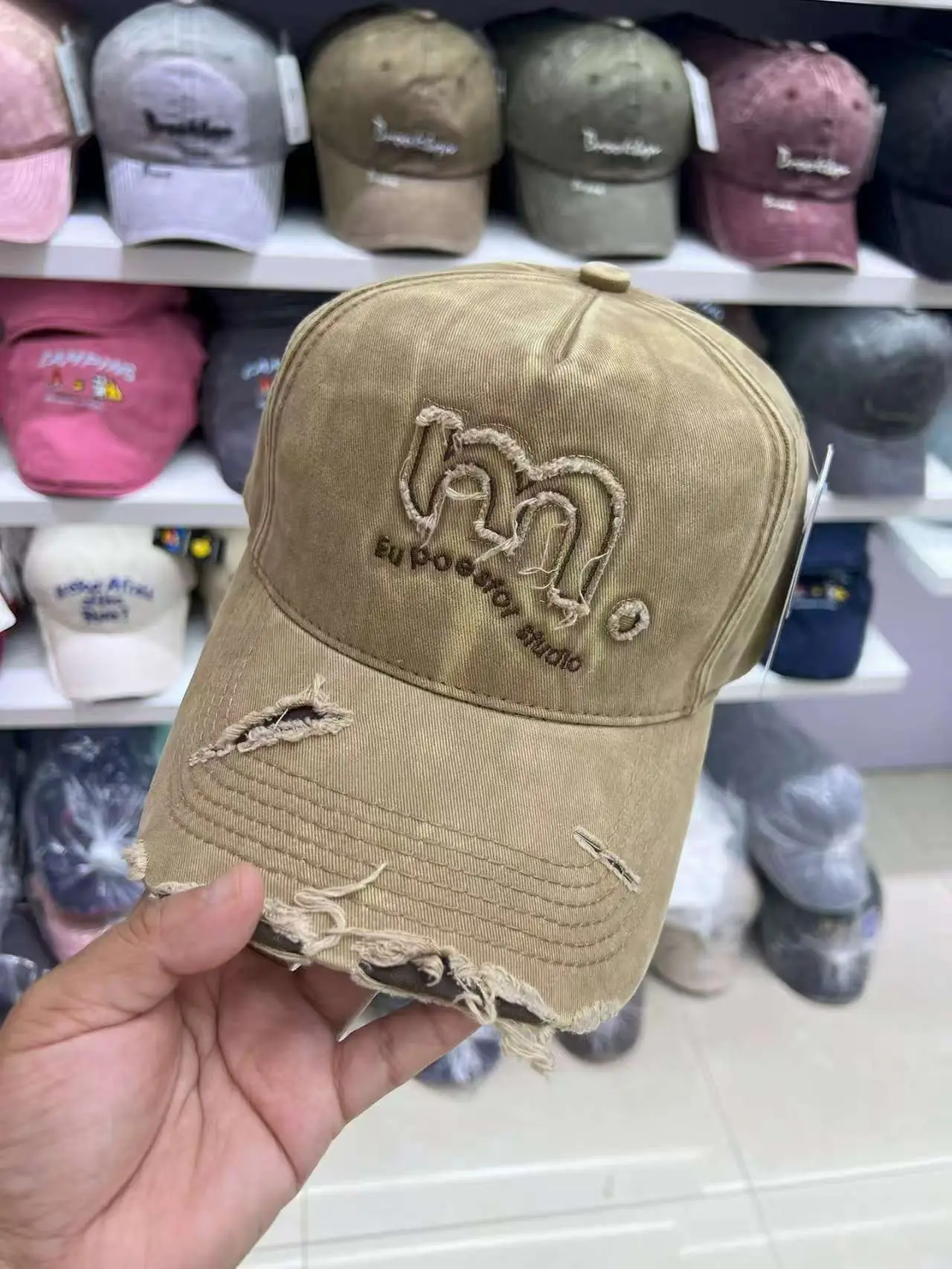 Women's Pink Washed Baseball Cap with Embroidered Logo — feature 3