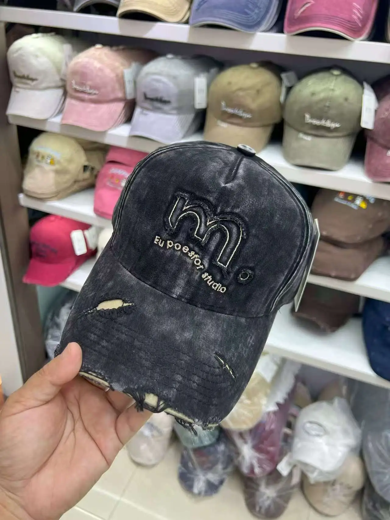 Women's Pink Washed Baseball Cap with Embroidered Logo — feature 4
