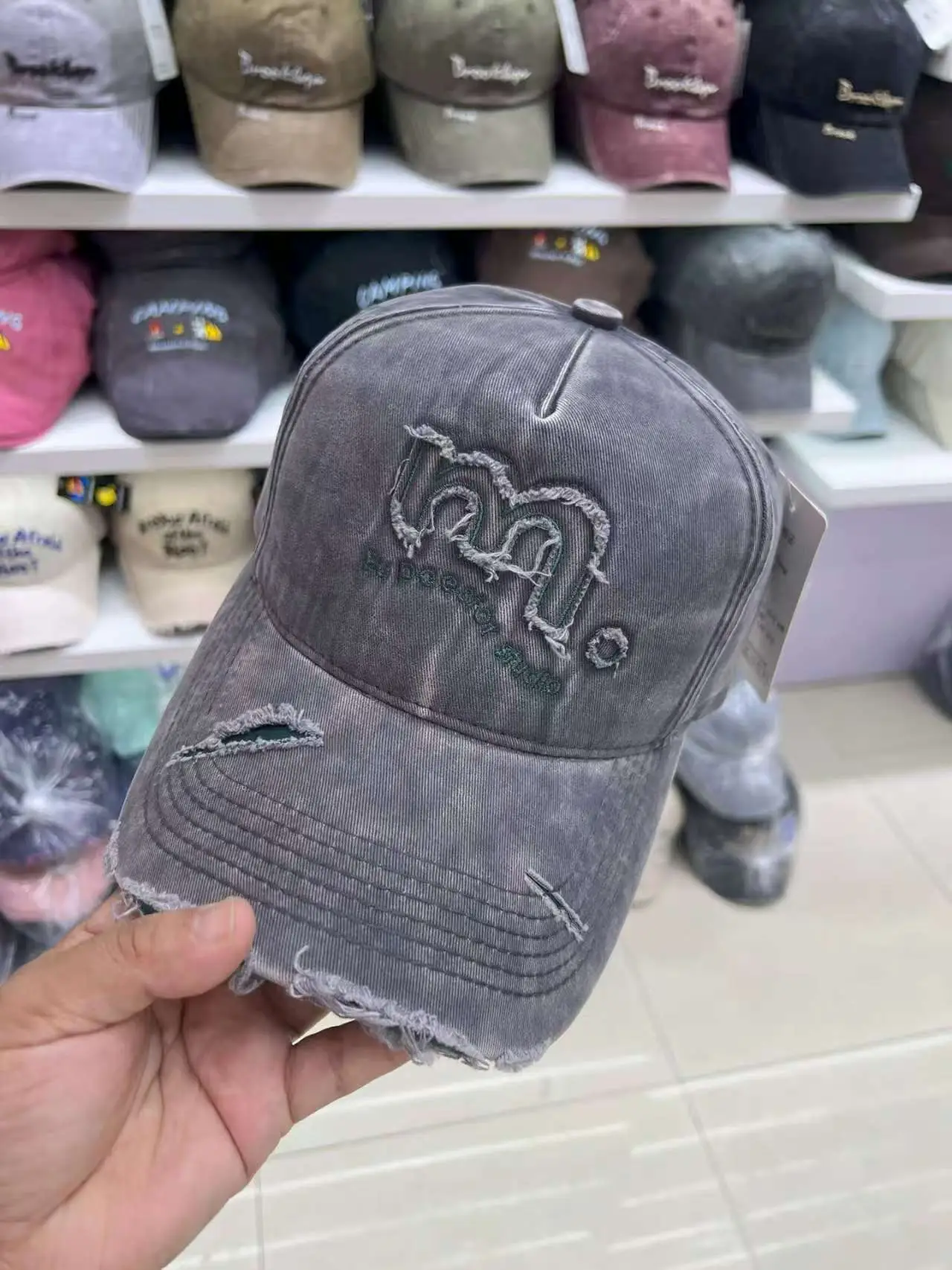 Women's Pink Washed Baseball Cap with Embroidered Logo — feature 6