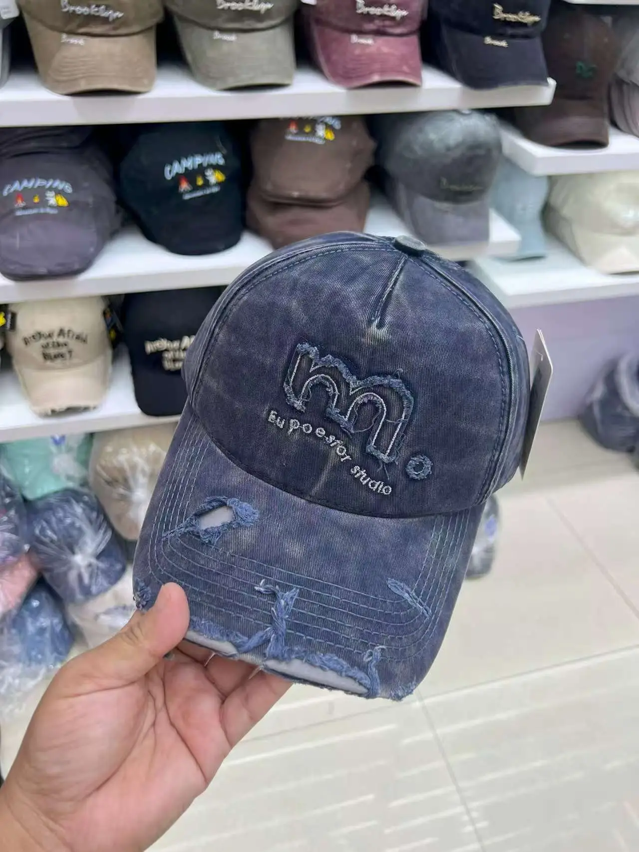 Women's Pink Washed Baseball Cap with Embroidered Logo — feature 8
