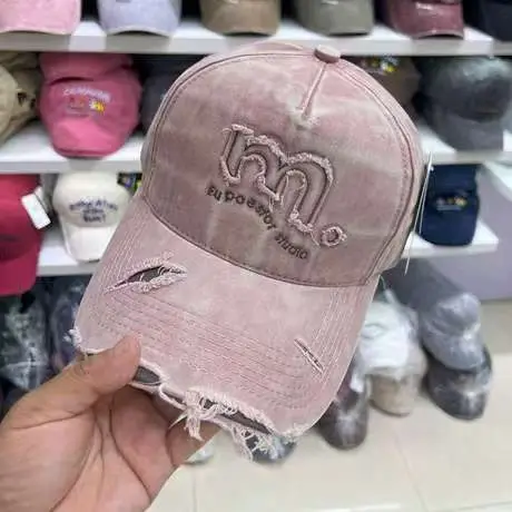 Women's Pink Washed Baseball Cap with Embroidered Logo - Image 4