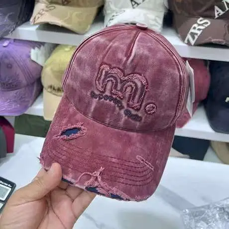 Women's Pink Washed Baseball Cap with Embroidered Logo - Image 5