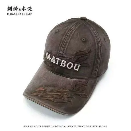 Washed Vintage Baseball Cap Women Flame Holes Embroidery - Image 5