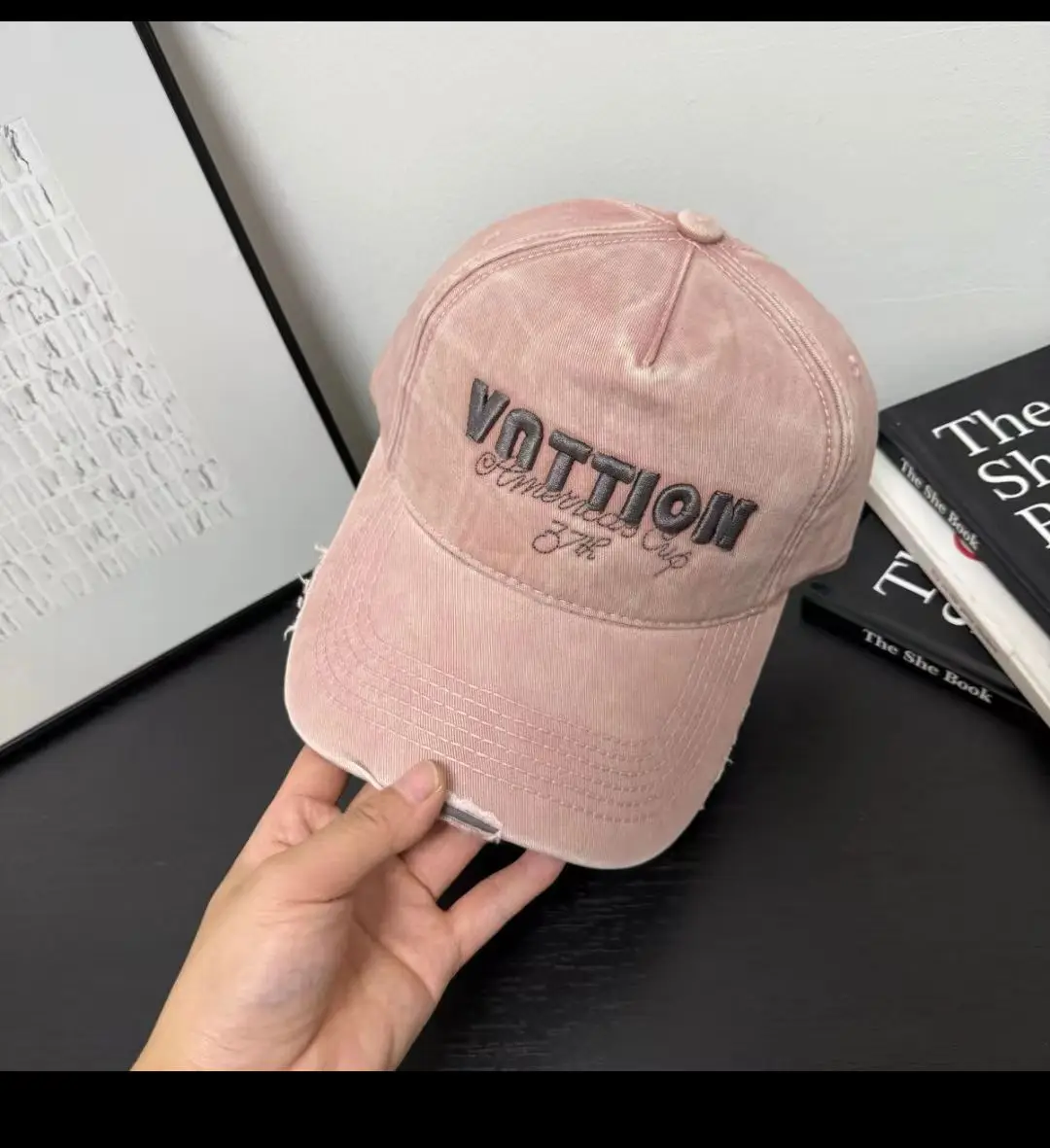 Women Grey Embroidered Baseball Cap VOTTION — feature 6