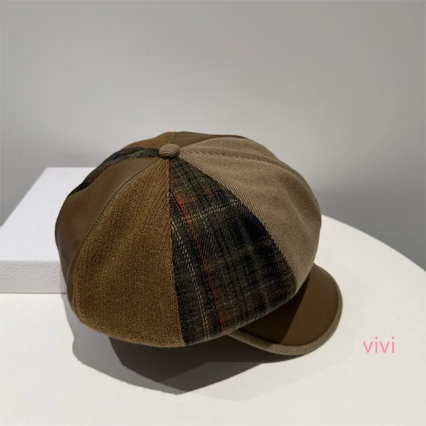 Black British Octagonal Cap for Women Autumn Casual — feature 2
