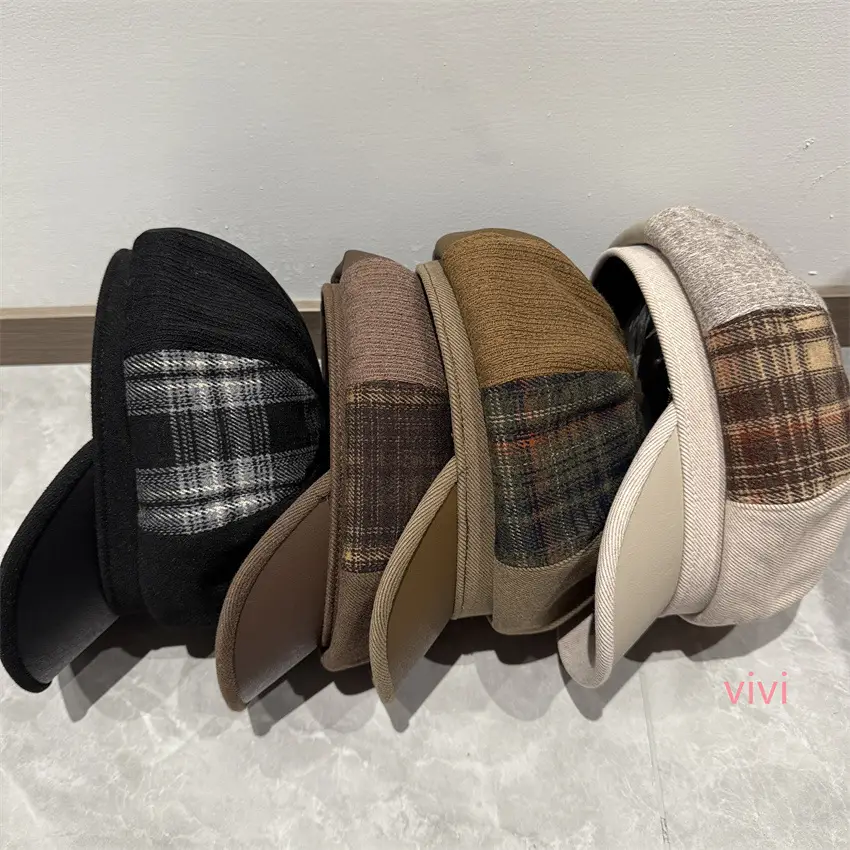 Black British Octagonal Cap for Women Autumn Casual — feature 4