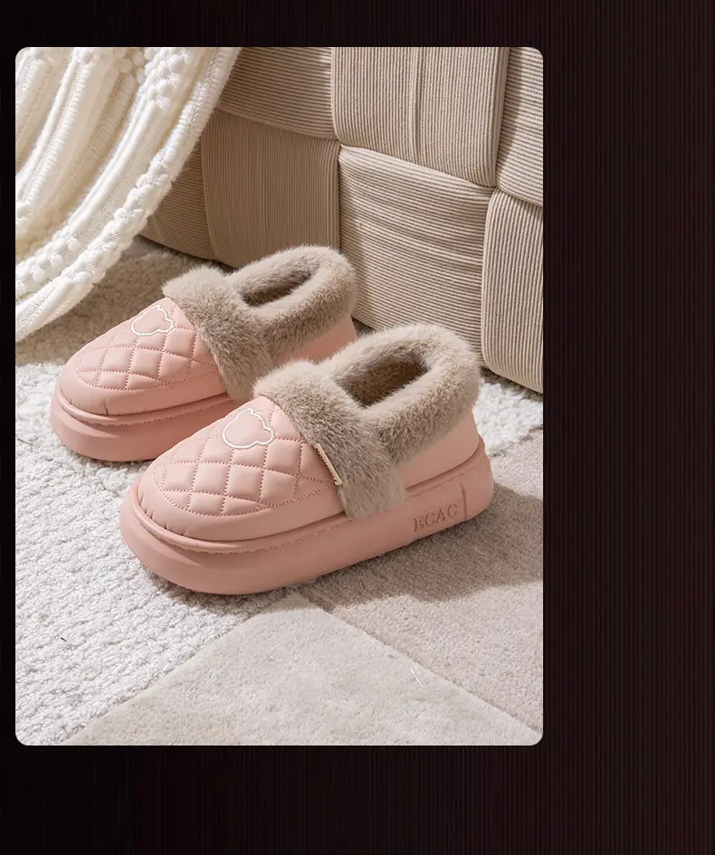 Women Fleece Lined Slippers Pink 2025 Winter Warm — feature 16